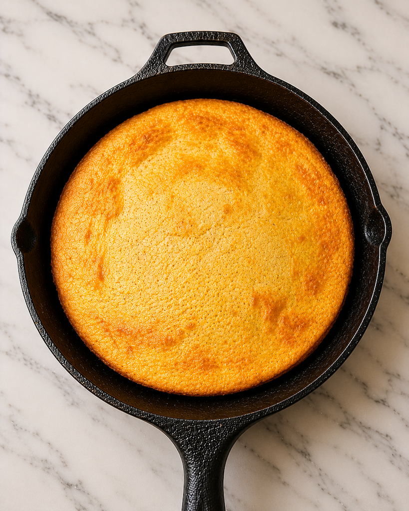 Delicious Sourdough Cornbread in a Cast Iron Skillet
